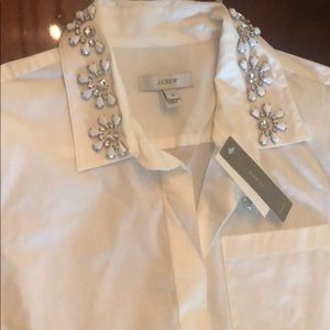 NWT Jcrew embellished White Button down size 4